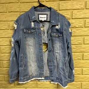 Between Us Distressed Denim Jacket Size 1X